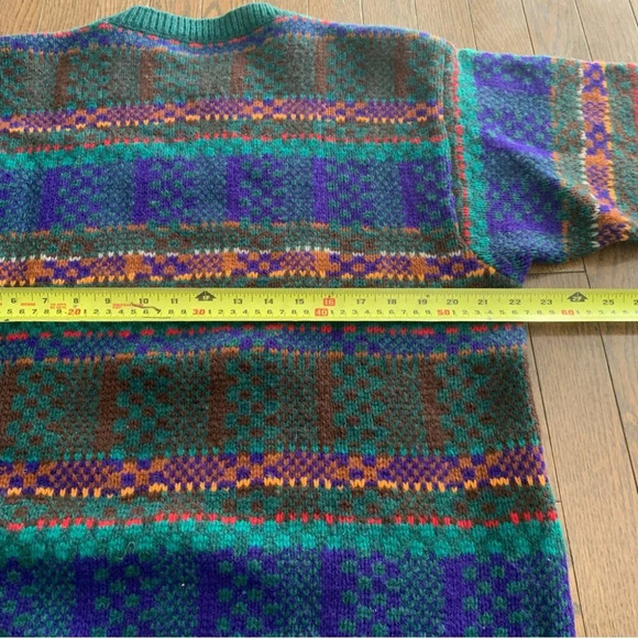 VINTAGE Benetton Made In Italy Multicoloured Shetland Wool Sweater Size Unknown - Picture 9 of 10